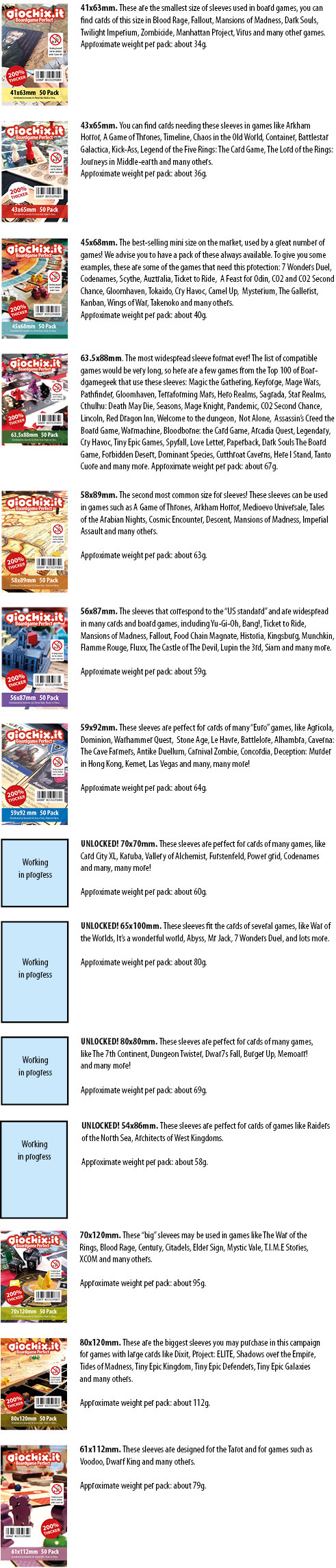 Giochistarter: Perfect Sleeves Wave 2